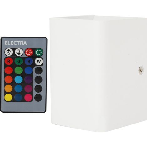 Applique murale LED RGBW 5W avec télécommande, en aluminium blanc, idéale pour chambre, couloir ou escalier. (1/5)