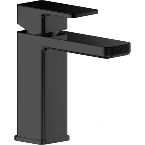 Nuie Windon Matt Black Mono Basin Mixer Tap with Push Button Waste - WIN405 (1/6)
