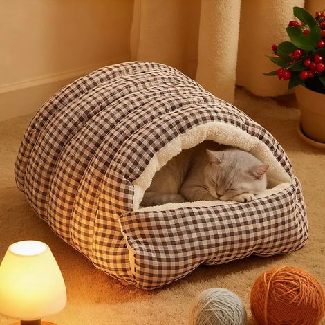 Nid Pour Animaux - Structure Semi-Enclose - Lavable Et Démontable - Matériau Épais En Peluche - 45 X 40 X 28 Cm - Pour Chats Et Chiens De Petite À Moyenne Taille - 1 Pièce (1/5)