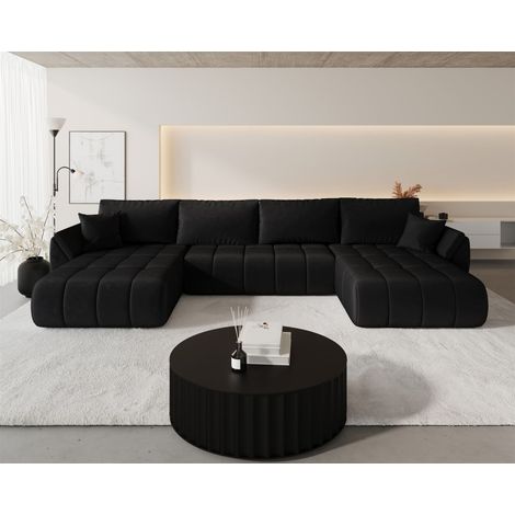 Wohnlandschaft Sofa mit Schlaffunktion MISATO Stoff Monolith Grafit