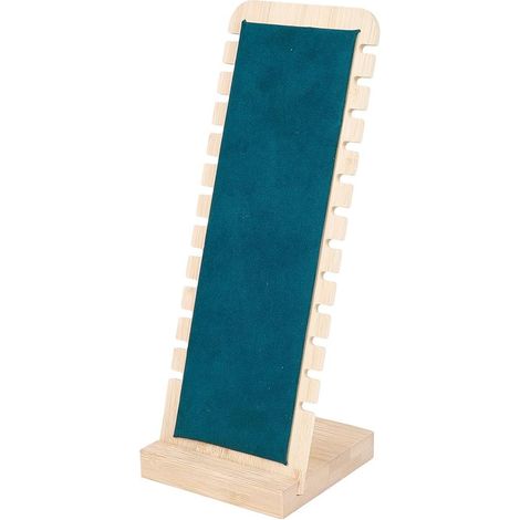 CCYKXA  Schmuckständer aus Bambus für Halsketten, weiche Matte, dunkelgrün, 12 Fächer, herausnehmbarer Schmuckorganizer, Leder und Holz, kleiner Präsentationsständer für Zuhause für Halsketten und Arm
