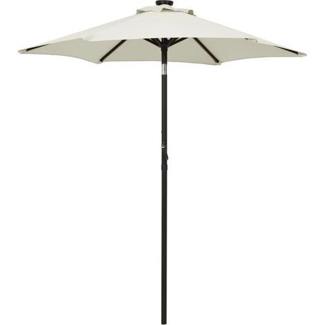 Parasol avec lumières LED - Parasol de Jardin Extérieur - Protection Solaire pour Jardin Patio Piscine Sable 200x211 cm Aluminium HNDX512452 (1/5)