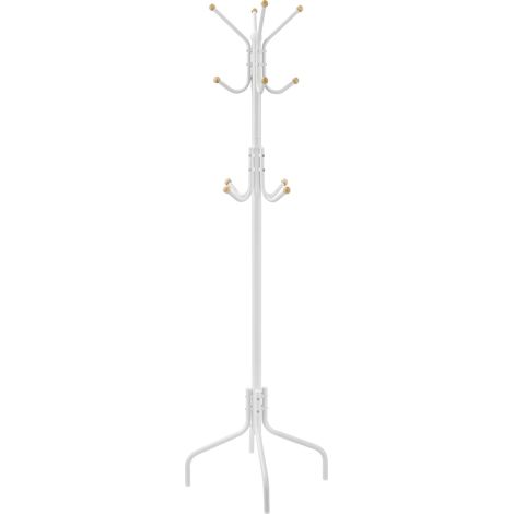 Porte-manteau sur Pieds, avec 12 Crochets, 4 Pieds, pour Manteaux, Chapeaux, Sacs, pour Entrée, Chambre, Bureau, Blanc (1/5)
