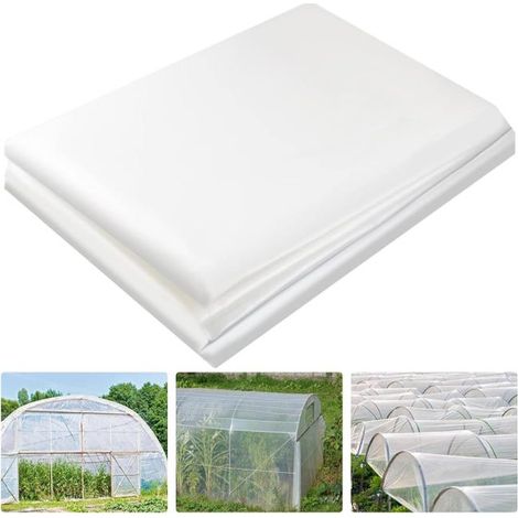 Membrane de polyéthylène extra épaisse, haute résistance, 2 feuilles, 3 x 4 m, épaisseur 4 mm, transparente, pour tunnel de culture jardin (1/5)