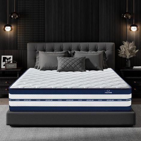 Yidatong – Matelas hybride 140x200 cm épaisseur 25 cm – Ressorts ensachés et mousse à mémoire de forme – 7 zones de confort – Hypoallergénique et antibactérien