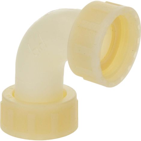 tecuro 90° Winkel mit beidseitig 1 Zoll Überwurfmutter, PA (nylon 66), natur (1/5)