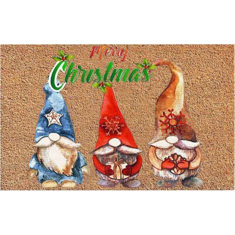 Tapis De Porte Noël - 40 X 60 Cm - Polyester Rectangulaire - Antidérapant Pvc - Pour Entrée Cuisine Salon Chambre Extérieur - 1 Pièce
