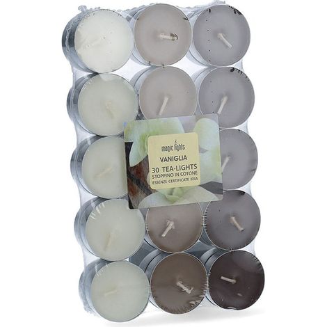 PACK 30 unid. VELAS CON AROMA VAINILLA 3,7cm MAGIC LIGHTS (1/2)