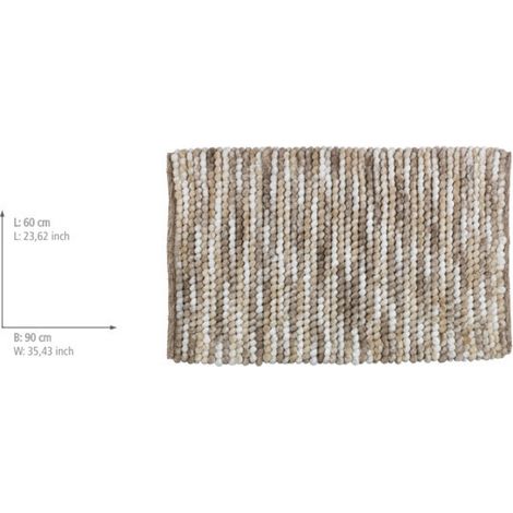 WENKO Badteppich Urdu Taupe 60 x 90 cm, Mit Melagne-Effekt, Taupe, Polyester taupe, Baumwolle