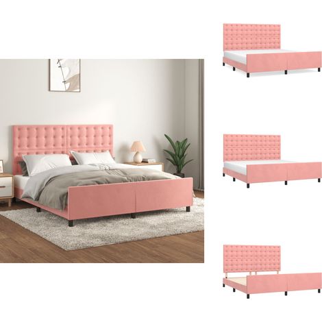 Bettgestell mit Kopfteil Rosa 180x200 cm Samt - Samtbettwäsche - Doppelbett - Boxspringbett - Hochbett - Lattenrost (1/5)
