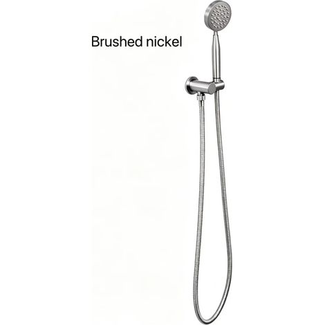 (Lot de 3) Tête en nickel brossé, flexible de douche de 150 cm en acier inoxydable, pommeau de douche, accessoires pour robinetterie murale (1/5)