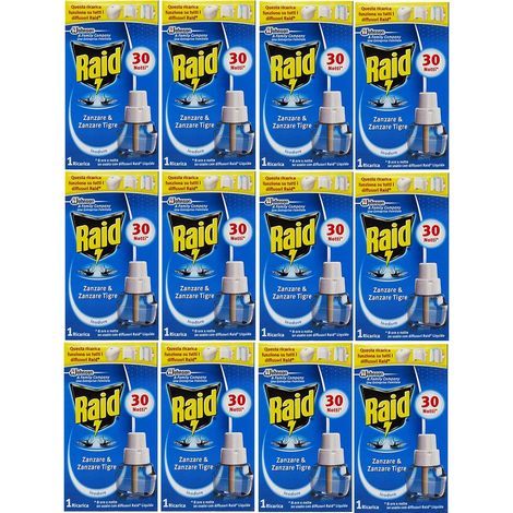 SET 12 CONFEZIONI RAID LIQUIDO PER RICARICA ELETTRICA X30 NOTTI CLASSICO (1/4)