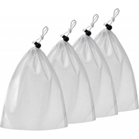 Sacs filtrants en 4 pièces - sac de rechange pour aspirateur de piscine - nylon à mailles fines avec fermeture éclair - convient pour ramasseur de feuilles - sac à feuilles - aspirateur à feuilles - r (1/5)