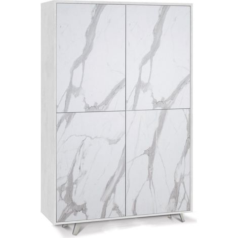 Mobile Multiuso 4 Ante 107x169x41 cm Ossido Bianco/Marmo Calacatta (1/3)