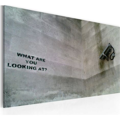 Tableau "Qu'est Ce Que Tu Regardes - Banksy" 40x60cm (1/2)