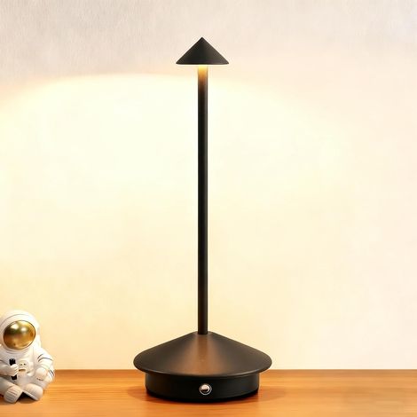 Lampe de Table LED Tactile sans Fil à Pile Rechargeable Portative Réglable en Luminosité Design Minimaliste pour Restaurant Dîner de Couple Chambre à Coucher Patio Extérieur Pique-Nique
