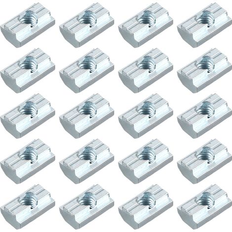 Ecrou à tête de marteau T Slots Plaqué Zinc Carbone pour Profile Aluminium (M8, Type-40) - Lot 20 pièces pour assemblages (1/5)
