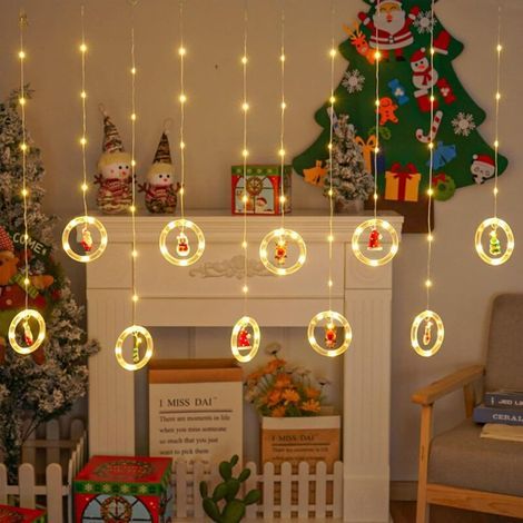 Christmas Window String Lights, Indoor Christmas Decoration, Christmas Curtain Lights, Christmas Hanging Lights, LED Window Decoration String Lights, 120 LED Curtain Lights with 8 Lighting Modes and R (1/5)