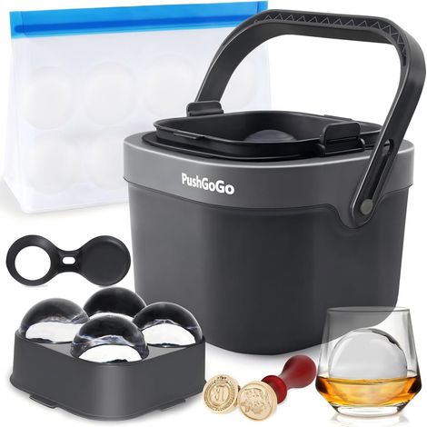Machine à glaçons transparents, 4 grandes boules de glace transparentes de 6,1 cm pour whisky, cocktails, bourbon, moules à sphères de glace à 4 cavités en silicone sans BPA, faciles à
