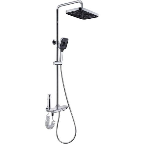 TRADE SHOP - Set Saliscendi Bagno Colonna Doccia Rubinetto Soffione Doccetta Bidet Cromato 87343 -