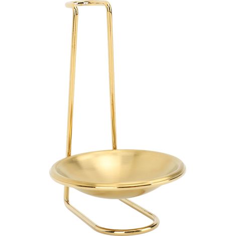 Support vertical pour louche, repose-cuillère, en acier inoxydable, facile d'accès, pour ustensiles de cuisine et casseroles chaudes, doré avec 1 assiette. (1/5)