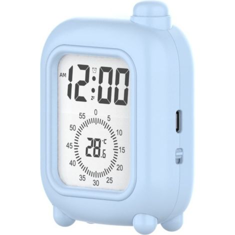 Petit réveil de voyage rechargeable avec minuteur visuel pour étudier en toute concentration (bleu). (1/5)