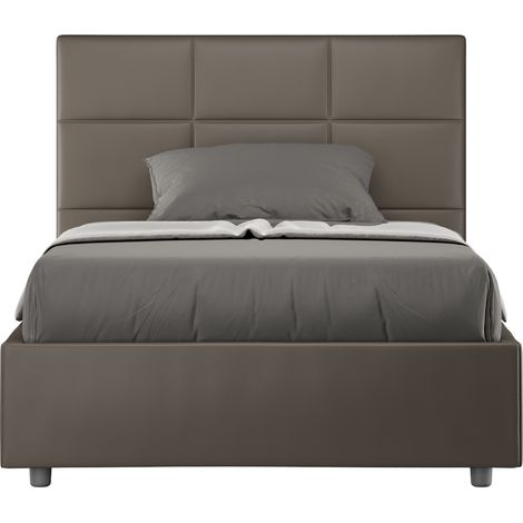 Lit capitonné 120x190 cm simili cuir cappuccino Mira-Option Avec sommier et sans coffre (1/5)