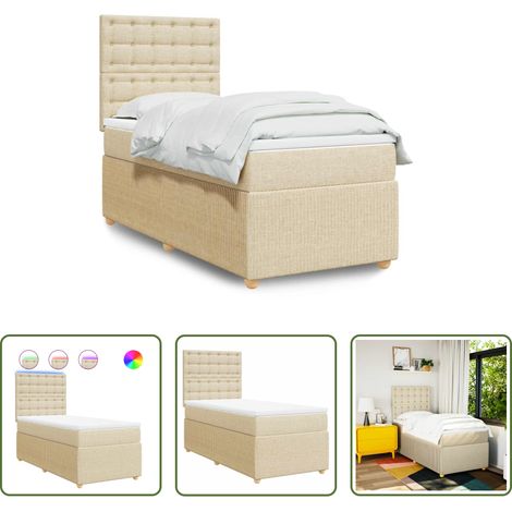 Sommeil réparateur - Sommier à lattes de lit avec matelas Crème 100x200 cm Tissu (1/5)