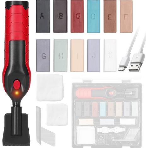 Kit de Réparation Parquet Sol - Set 11x Bâton de Cire en Différentes Couleurs pour Réparations Stratifié Laminé - Outil Retouche Rayure,pour Parquet, Stratifié, Sol en Vinyle