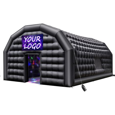 VEVOR Tente de Fete Gonflable, 9 x 6 x 4 m, Tente Cube Gonflable, Discotheque Boite de Nuit Club a Gonfler avec Souffleur 1100 W, Sac de Sable, 2 Fenetres, pour Evenement, Anniversaire, Mariage, Noir