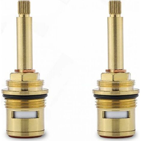 Lot de 2 robinets en céramique et laiton rouge et bleu – Interface BSP 3/4 – Température max 90 ℃ – Installation facile avec joints toriques