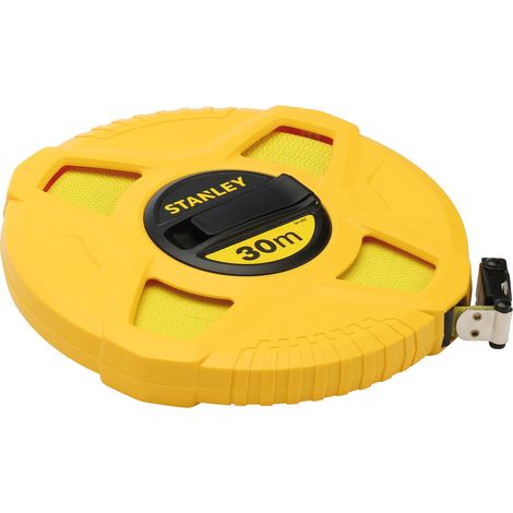 Stanley – Ruban à mesurer en fibre de verre 30 m x 12,7 mm – Classe III – Boîtier ABS antichoc – Visibilité jaune fluo – 34297