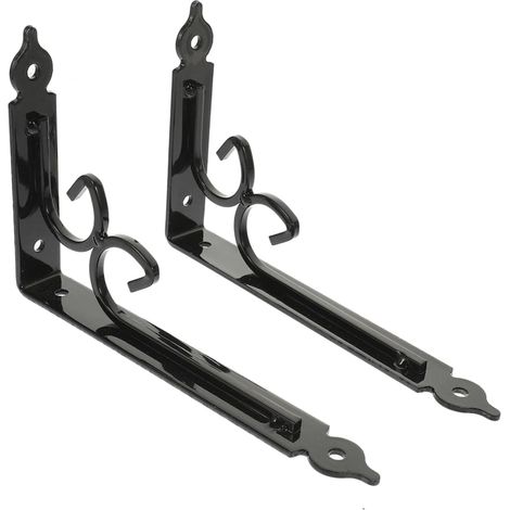Set di 2 staffe da parete nere - Staffe triangolari rinforzate per mensole sospese - Supporto robusto e durevole per piante e decorazioni