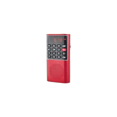 Bardusch-Radio DE Poche Rechargeable FM, Lecteur de Carte Micro SD RMS 3W, Prise Casque - Rouge