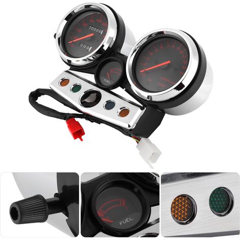Motorrad-Tachometer mit Drehzahlmesser und Kilometerzähler, rotes Zifferblatt, für HONDA CB400 CB400SF MC31 1995–1998, komplette Instrumenteneinheit (1/5)