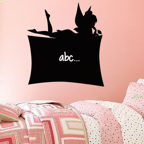 Sticker ardoise tableau noir - stickers muraux adhésif effaçable - SILHOUETTE FÉE - 40x35cm (1/3)