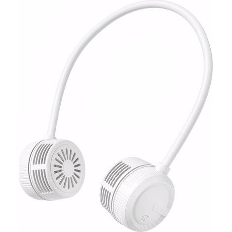 Leichter, freihändiger und erfrischender Nackenventilator. Dreht sich um 360°, bietet 3 Geschwindigkeitsstufen und ist per USB aufladbar. Ideal für Büro, Reisen und Fitnessstudio. (1/5)