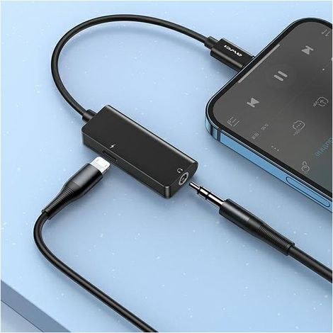 Adaptateur Lightning AWEI CL121 vers Lightning Jack 35 2 en 1 noir (1/3)