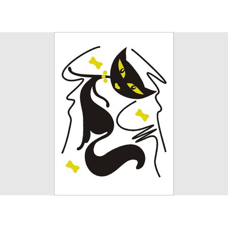 Stickers Animaux - Chats Noirs Girl - 1 planche 65 x 85 cm (1/5)