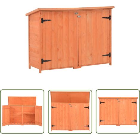 The Living Store Abri de stockage de jardin 128x42x91 cm Bois - Abri De Jardin - Abri De Rangement - Cabane De Jardin - Rangement Extérieur - Outillage (1/4)
