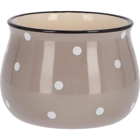 KOTARBAU Pot de fleurs en céramique avec pois blancs 110 mm Beige (1/5)