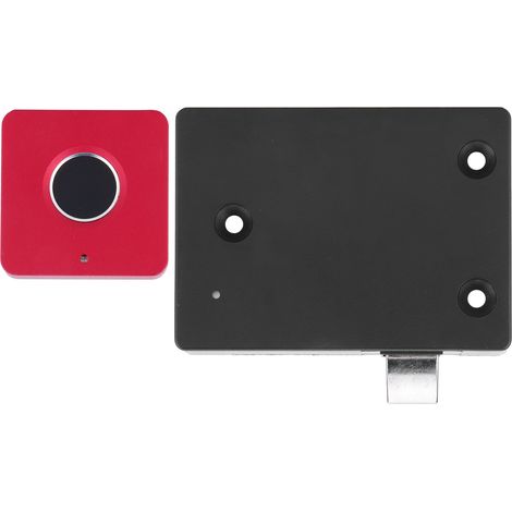 Serrure à empreinte digitale Home Smart en alliage d'aluminium, petite serrure électrique carrée rouge pour tiroir de placard. (1/5)