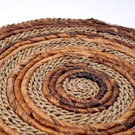 Set de Table Rond en Fibre de Bananier et Jonc de Mer Style Bohème 38 cm Lot de 4 ou 6 - PANGIVO