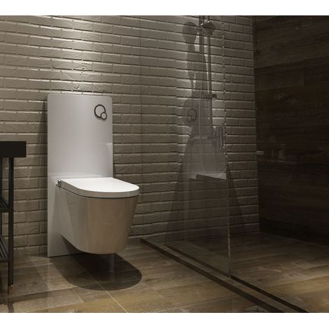 Weißglas Sanitärmodul für Wand-WC inkl. Betätigungsplatte (1/4)