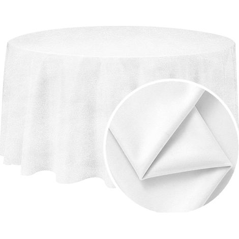 Mantel redondo, terciopelo mate, 320 cm, blanco lechoso. (1/5)