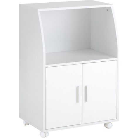 SoBuy White Wood Wheeled Kitchen Storage Cupboard Unit FRG241-W