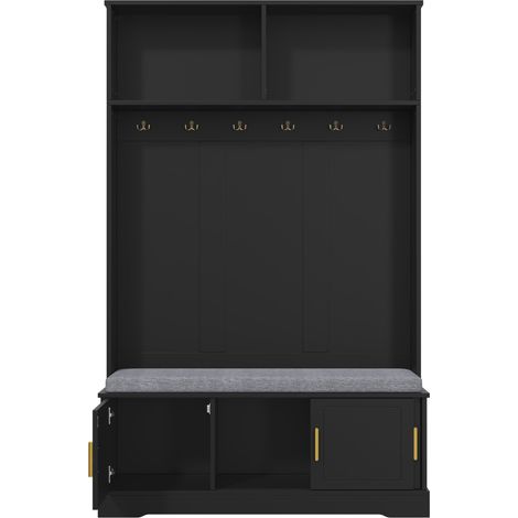 Flurgarderobe mit Bank und Schuhregal 120x40x191 cm Schwarz MODENUIT (1/5)