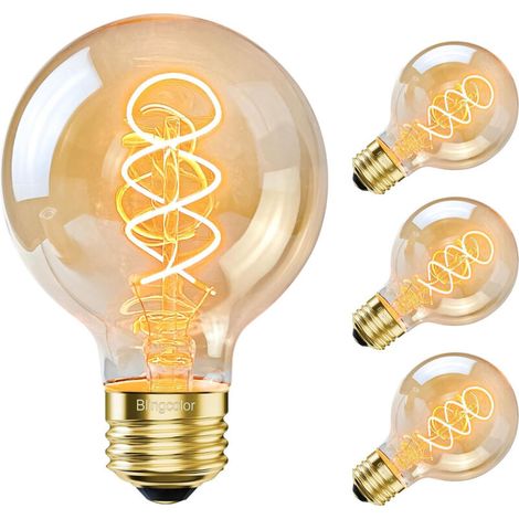 4 ampoules LED G80 Edison E27 – 40W – Dimmables – Lumière chaude – Ampoules rétro pour lampes et suspensions