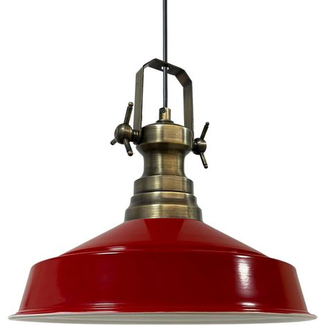 Handbemalte Industrielle Hängeleuchte aus Rot Metall – Vintage-Kronleuchter E27 Ø41 cm für Wohnzimmer, Schlafzimmer Oder Esszimmer (1/4)