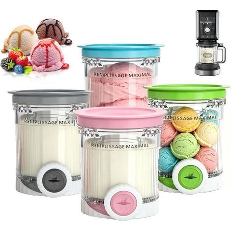 6 Pièces Récipients pour Ninja Creami Swirl, 480 ML Contenants Glace Accessoires pour NC700 NC701 EU Séries